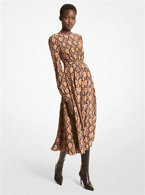 Python Print Silk Crepe De Chine Dress 